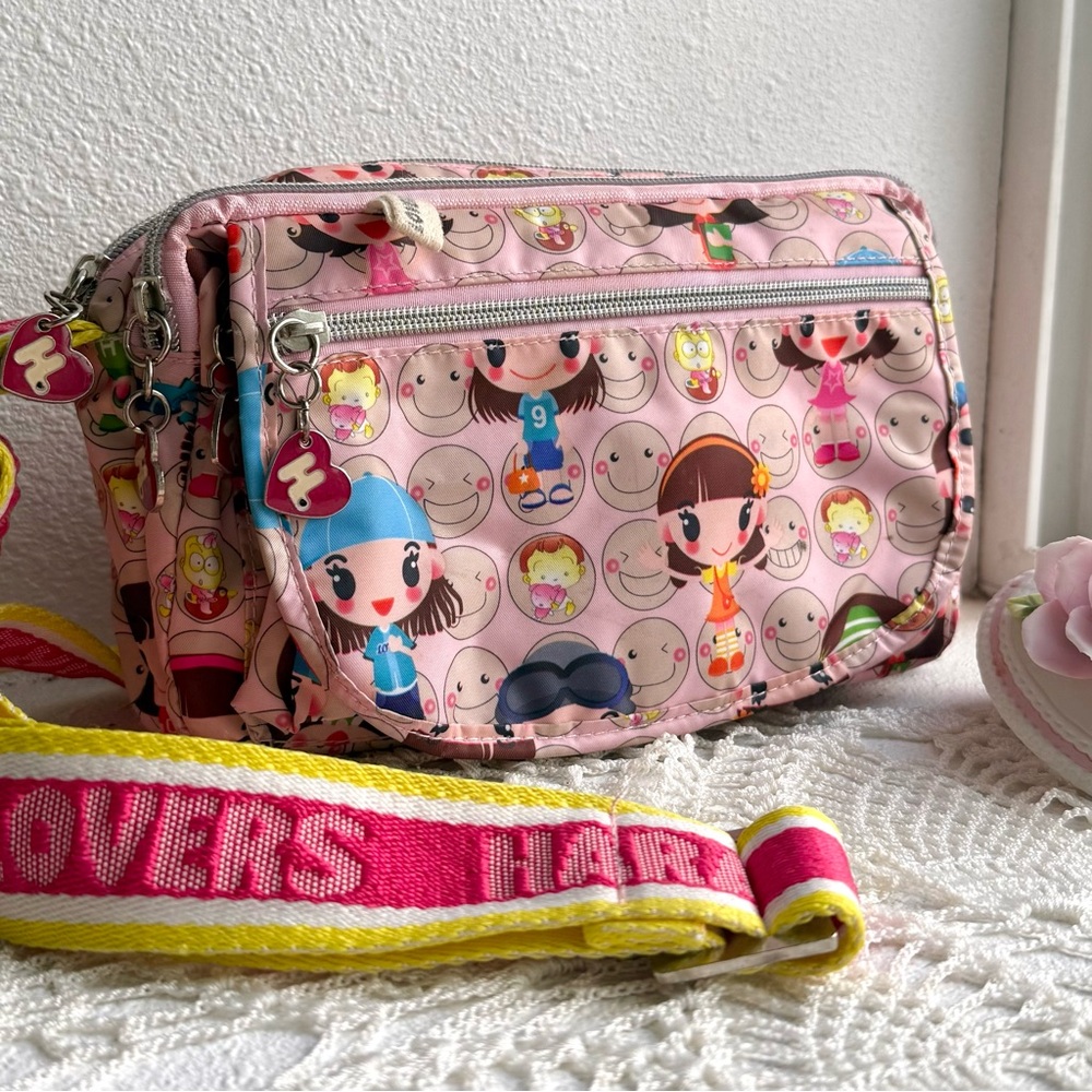 Y2K Harajuku Lovers Pink Mini Shoulder Bag 2000s Character Print